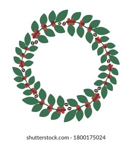 Coffee branches isolated vector wreath