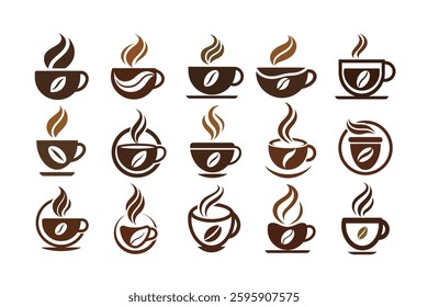 Coffee Brand Logo Concept with a Sleek Sans-Serif Font and a Tastefully Designed Coffee Cup Icon in Dark Shades for a Warm, Inviting, and Professional.