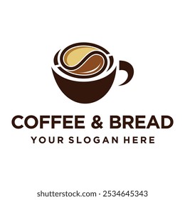 Coffee and bread cafe logo design inspiration Premium