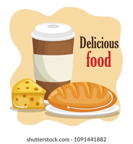 coffee with bread and cheese