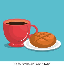 coffee and bread delicious breakfast