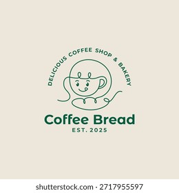 Logo de arte de línea de pan de café