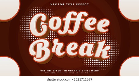 Coffee Break 3D editable text effect Template with versatile design