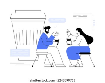 Coffee break abstract concept vector illustration. Hot drink vending machine, coffee break, low energy, energizing caffeine dose, office life, take away cup, cafe meeting abstract metaphor.