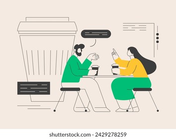 Coffee break abstract concept vector illustration. Hot drink vending machine, coffee break, low energy, energizing caffeine dose, office life, take away cup, cafe meeting abstract metaphor.