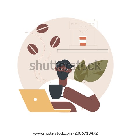 Coffee break abstract concept vector illustration. Hot drink vending machine, coffee break, low energy, energizing caffeine dose, office life, take away cup, cafe meeting abstract metaphor.