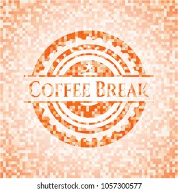 Coffee Break abstract orange mosaic emblem