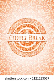 Coffee Break abstract orange mosaic emblem
