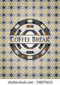 Coffee Break arabic style badge. Arabesque decoration.