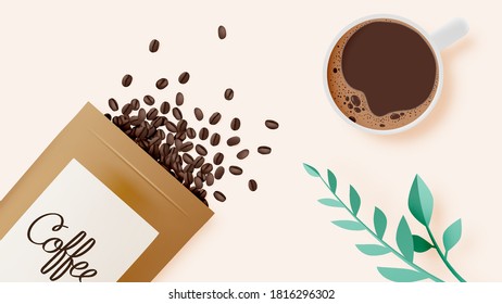 Kaffeepause, Hintergrund mit Kaffeetasse und Pastellfarben