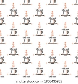 Coffee break background. Coffee time. Linear symbol for web and mobile phone on white background. Coffee cup