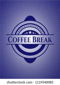 Coffee Break badge with denim texture