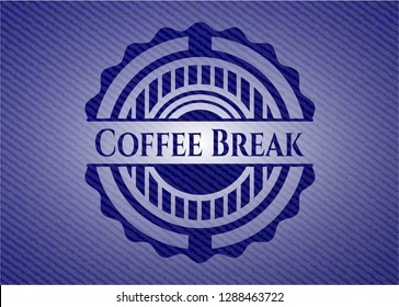 Coffee Break badge with denim texture