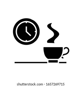 Coffee break black icon, concept illustration, vector flat symbol, glyph sign.