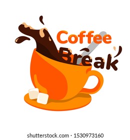 coffee break in bright colors.Use as a modern print, sticker, childish illustration. vector illustration