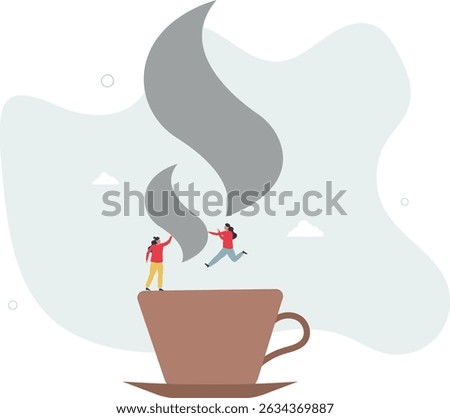 Coffee break, business discussion while having coffee or brainstorming after meeting break concept, character life .