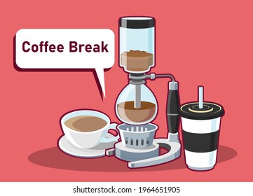 Coffee break of coffee cafe Vector illustration isolated