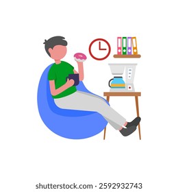 Coffee Break cartoon character vector illustration