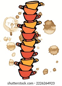 Ilustración de la caricatura de café, vector
