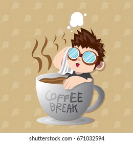 Coffee Break. Cartoon Style