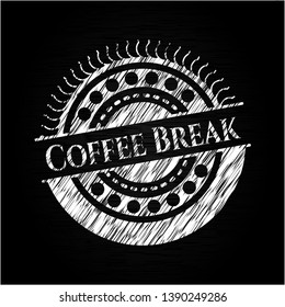 Coffee Break chalk emblem written on a blackboard. Vector Illustration. Detailed.