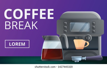 Coffee break concept banner. Cartoon illustration of coffee break vector concept banner for web design