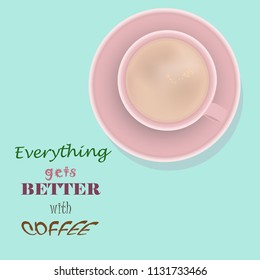 Coffee Break concept design, Cup of Coffee on a light Background & Text.Vector Illustration EPS10.