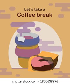 Coffee break concept vector illustration. design about coffee icon illustration. Flat style design.