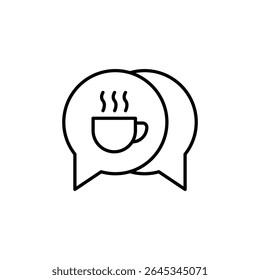 Coffee Break Conversation Icon In Speech Bubbles Outline Style Vector
