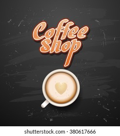 coffee break. cup on black vector background. recharge. chalkboard art