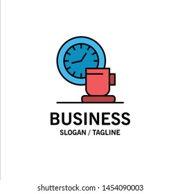 Coffee, Break, Cup, Time, Event Business Logo Template. Flat Color