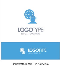 Coffee, Break, Cup, Time, Event Blue Solid Logo with place for tagline