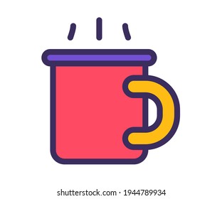 coffee break drink single isolated icon with filled line and outline flat style