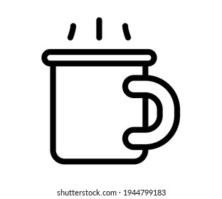 coffee break drink single isolated icon with outline style black and white