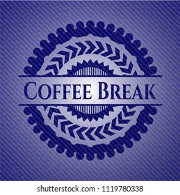 Coffee Break emblem with denim texture