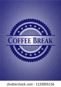 Coffee Break emblem with jean background