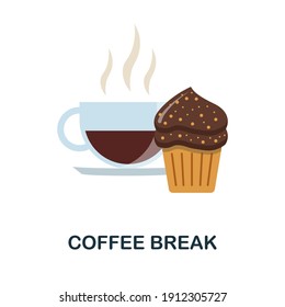 Coffee Break flat icon. Color simple element from coffee collection. Creative Coffee Break icon for web design, templates, infographics and more