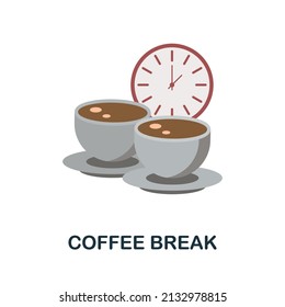 Coffee Break flat icon. Colored element sign from work from office collection. Flat Coffee Break icon sign for web design, infographics and more.