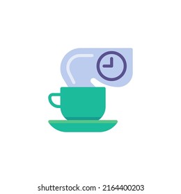 Coffee break flat icon, vector sign, Coffee cup and clock colorful pictogram isolated on white. Symbol, logo illustration. Flat style design