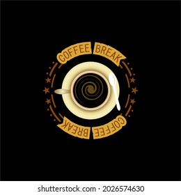 Coffee Break, Flat logo coffee for brand, label, coffeeshop, etc.