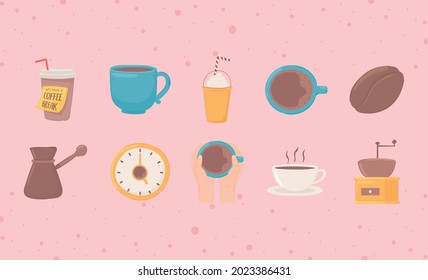 coffee break fresh beverage set