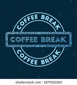 Descanso para el café. Banda redonda brillante. Sello de corte geométrico de café de estilo de red en el espacio. Ilustración vectorial.