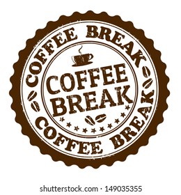 Coffee Break Grunge Rubber Stamp On White, Vector Illustration