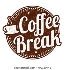 Coffee break grunge rubber stamp on white background, vector illustration