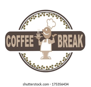 coffee break grunge stamp on whit vector illustration