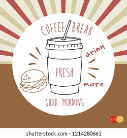 Coffee break , hand drawn doodle cups of coffee