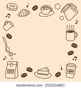 Coffee break hand drawn icons frame