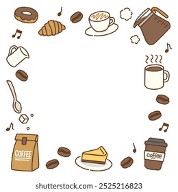 Coffee break hand drawn icons frame