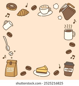 Coffee break hand drawn icons frame