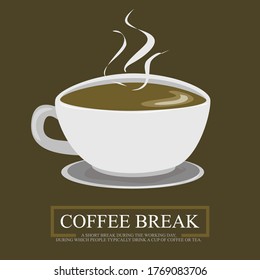 pausa de café caliente sobre fondo marrón
